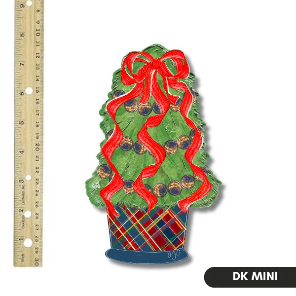 Plaid Navy Tree Wood Mini