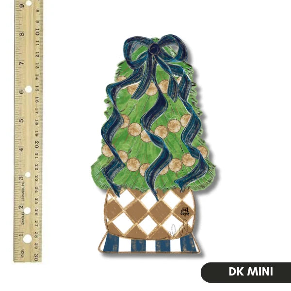 Navy & Gold Christmas Tree Wood Mini