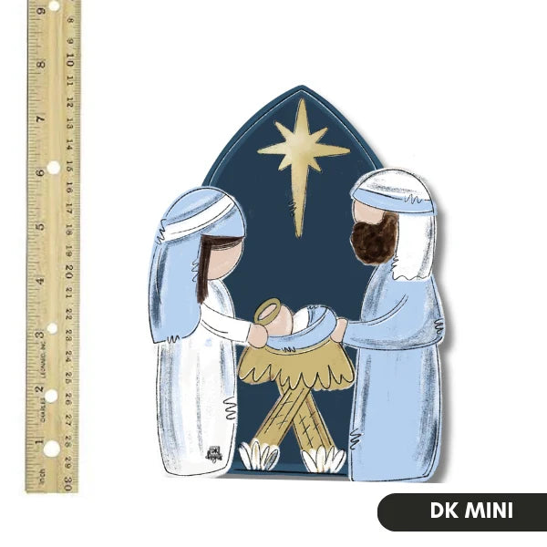 Blue & White Nativity Wood Mini