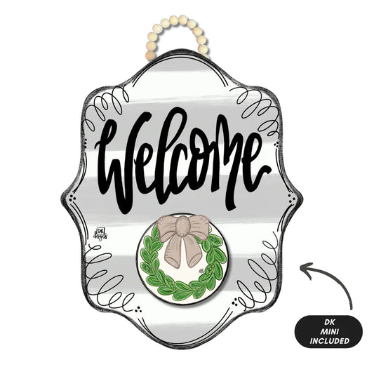 Stripe Bloom "Welcome" With Wreath Mini