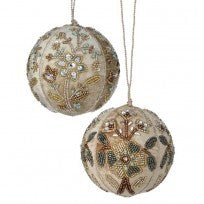 Beaded Velvet Ornament with Flower and Vine Design