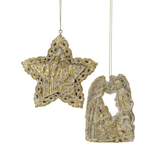 Resin Holy Family or Star Ornament