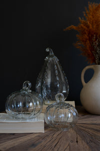 Clear Glass Pumpkins, Choice of Three Sizes