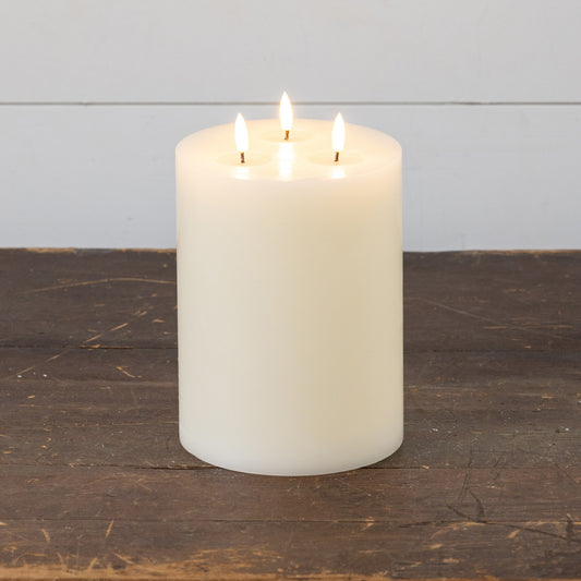 Cream 3-Wick 3D Flame Candle