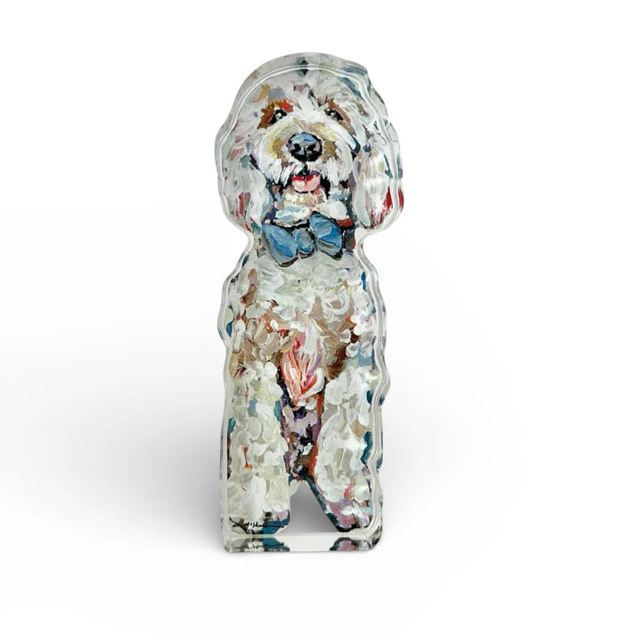 Goldendoodle Blue Bow Acrylic