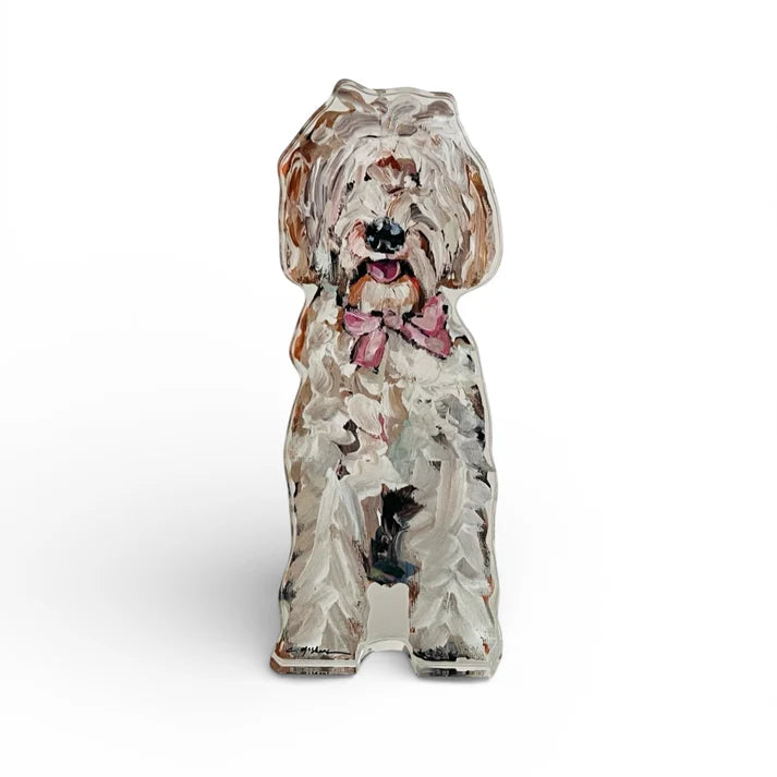 Goldendoodle Pink Bow Acrylic