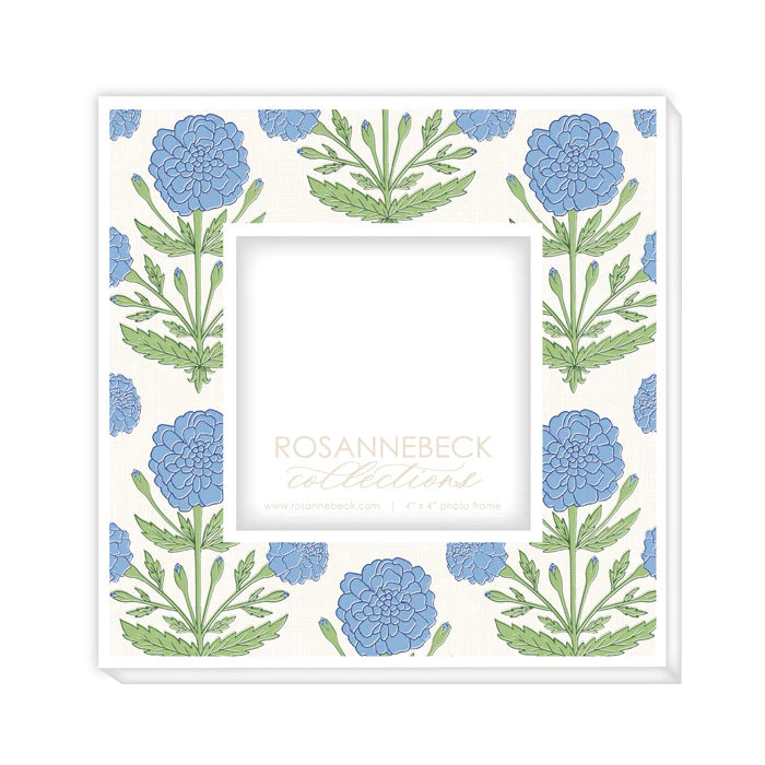 White Frame with Blue Marigold