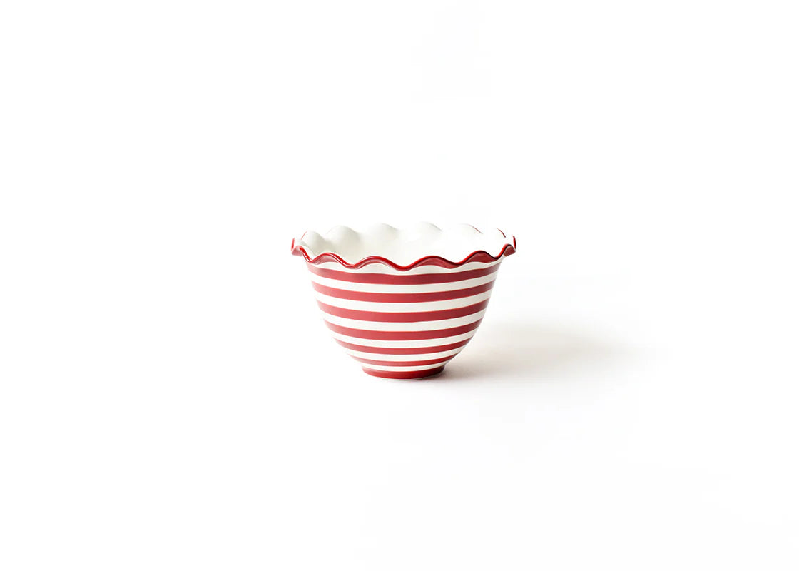 Red Stripe 5" Ruffle Bowl