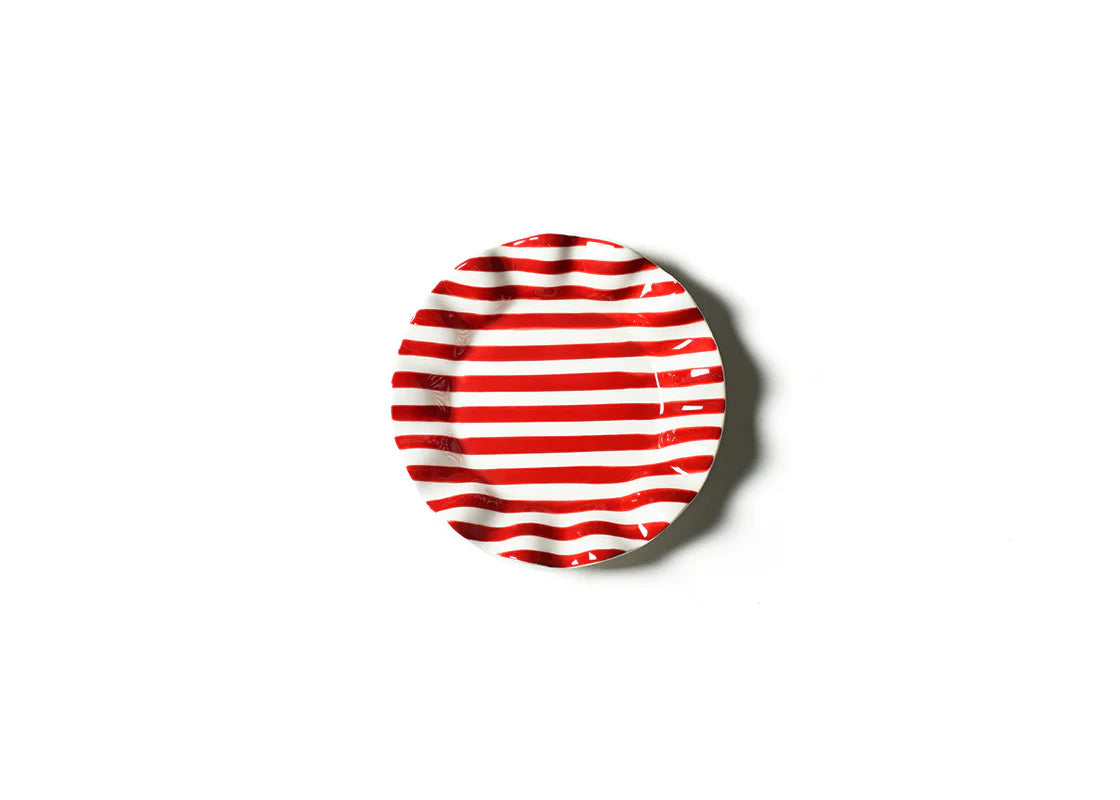 Red Stripe Ruffle 8" Salad Plate