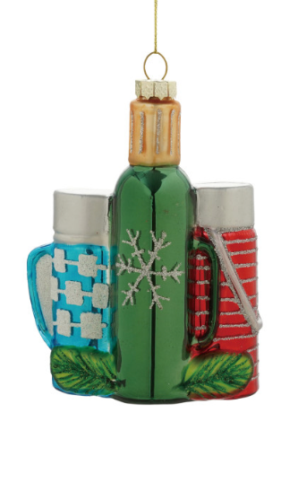 Glass Thermos Ornament with Glitter