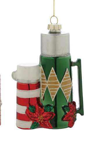 Glass Thermos Ornament with Glitter