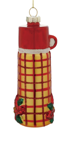 Glass Thermos Ornament with Glitter