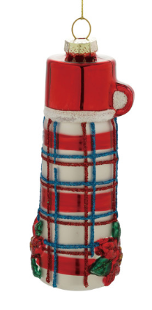 Glass Thermos Ornament with Glitter