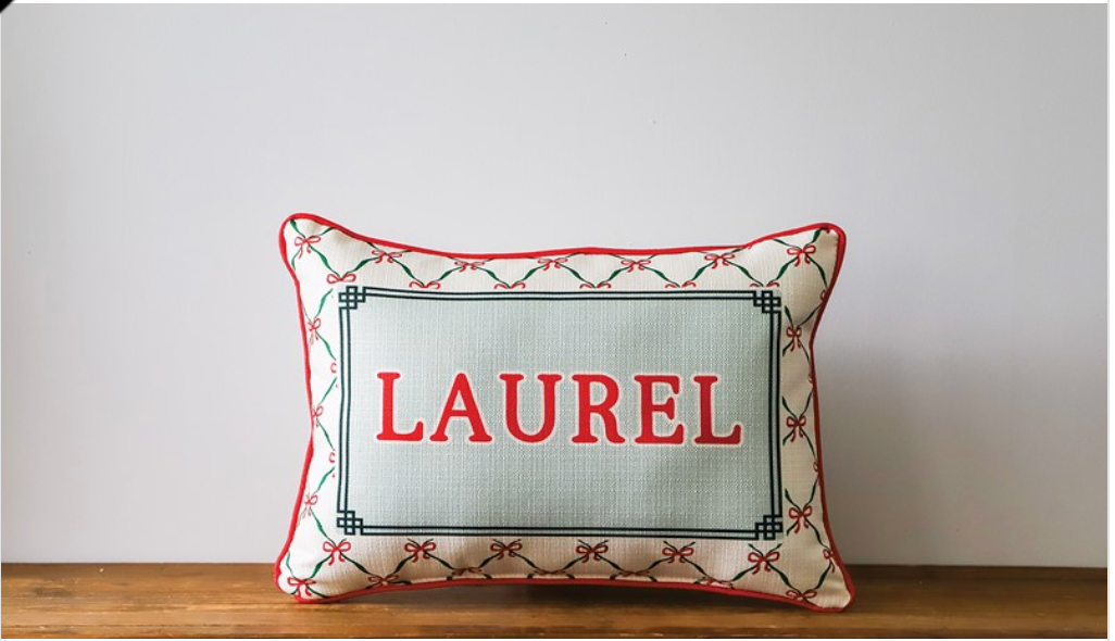 Christmas Preppy Bow Hometown Pillow