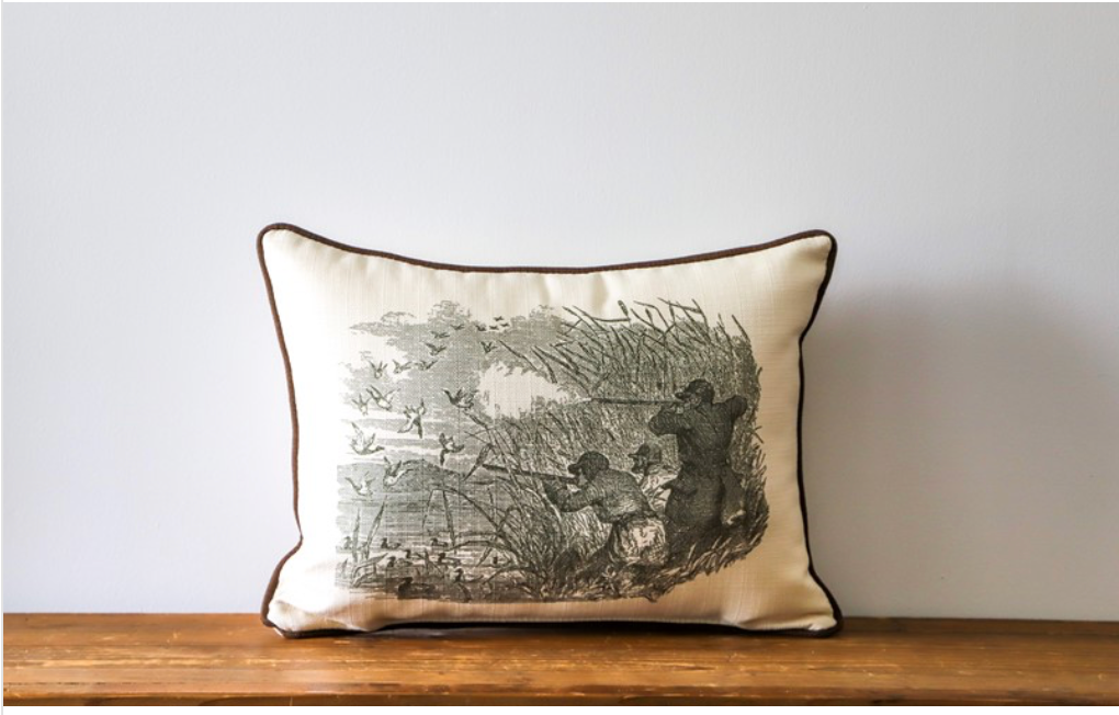 Duck Hunting Scene Pillow