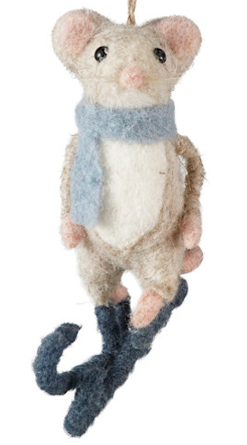 Felt Mouse on Sled/Skates Ornament