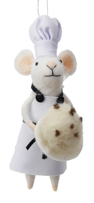 Handmade Wool Felt Chef Mouse Ornament