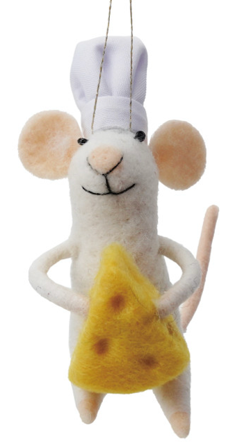 Handmade Wool Felt Chef Mouse Ornament