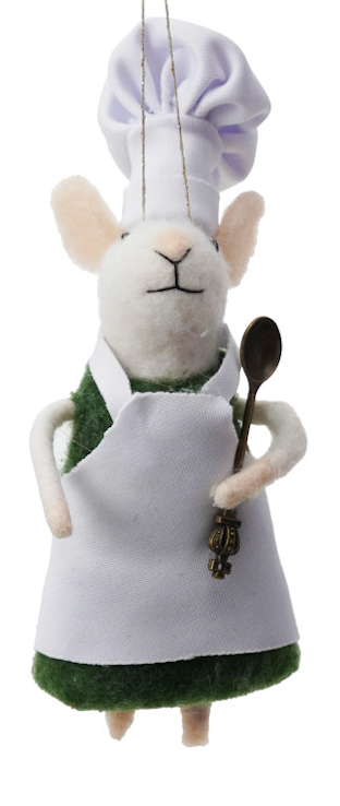 Handmade Wool Felt Chef Mouse Ornament