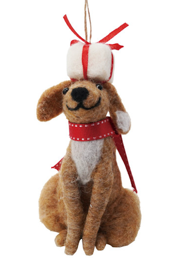 Handmade Wool Felt Dog Ornament