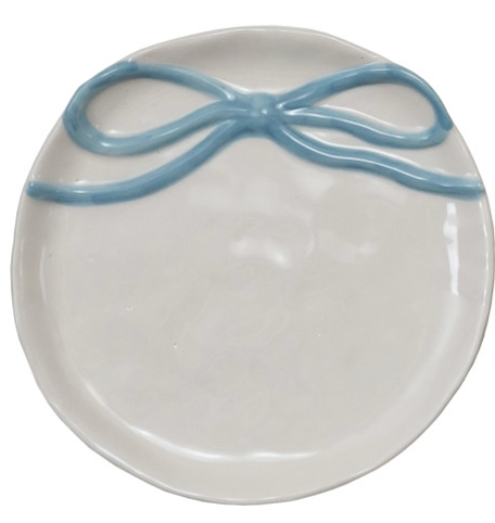 Round Stoneware Dish with Bow