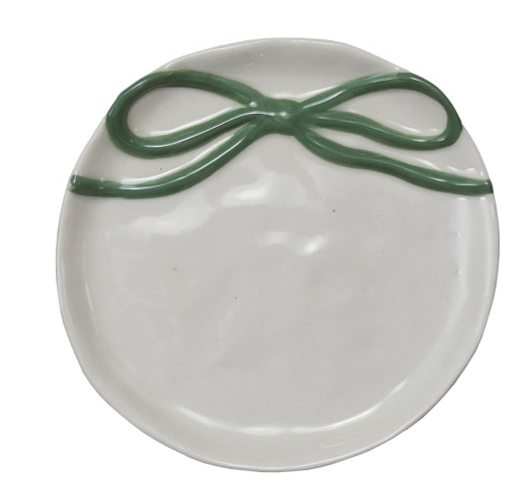 Round Stoneware Dish with Bow