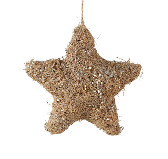 Grass Star Ornament with Glitter