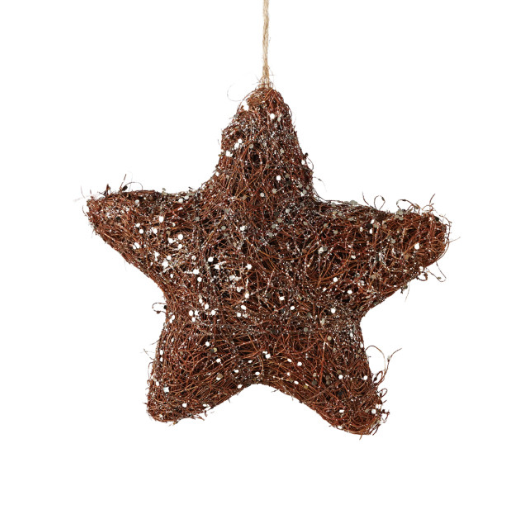 Grass Star Ornament with Glitter