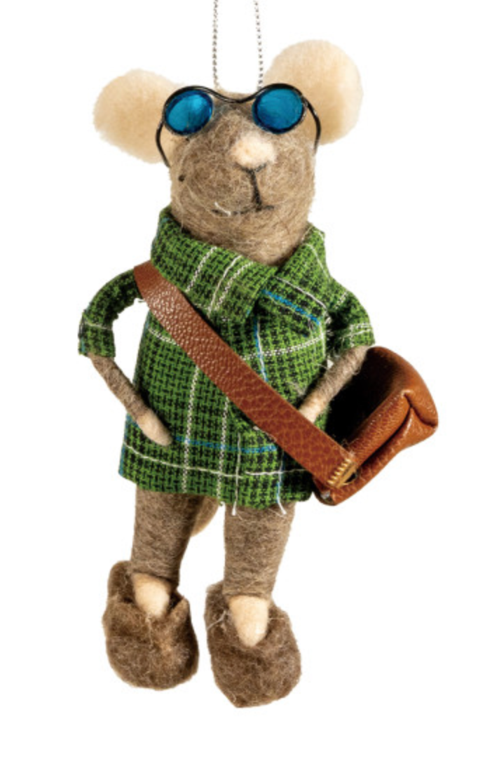 Wool Felt Tourist Mouse Ornament