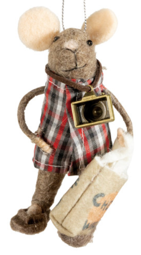Wool Felt Tourist Mouse Ornament