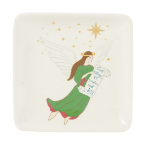 Stoneware Dish with Holiday Figure