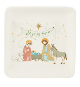 Stoneware Dish with Holiday Figure