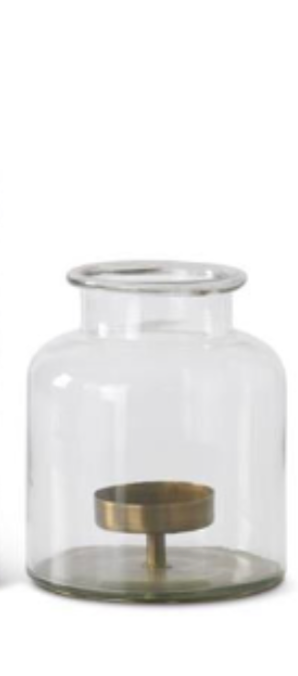 Clear Glass Jars with Metal Pillar Candleholde
