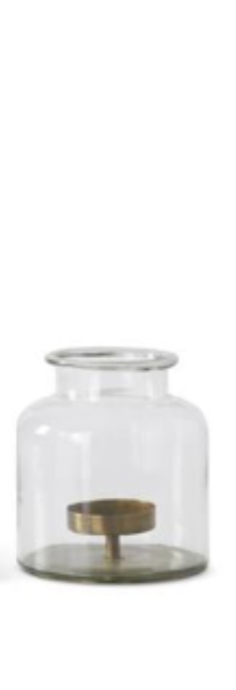 Clear Glass Jars with Metal Pillar Candleholde