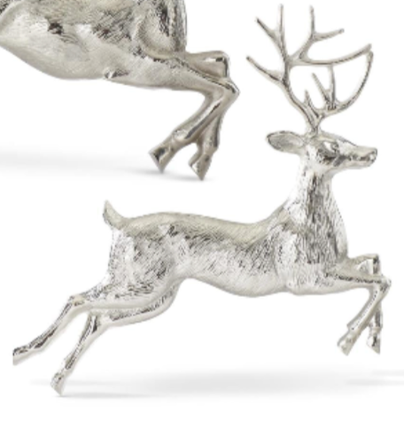 Silver Metal Leaping Deer Wall Art