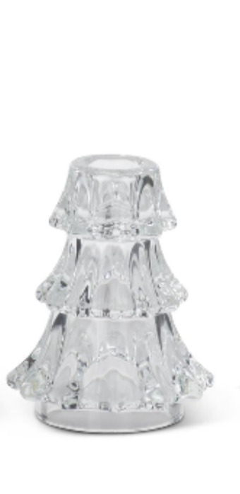 Clear Glass Christmas Tree Taper Holders