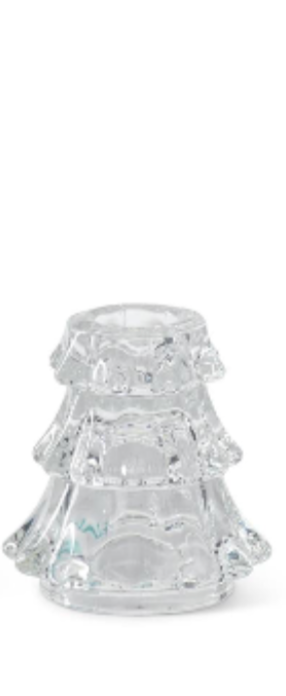 Clear Glass Christmas Tree Taper Holders