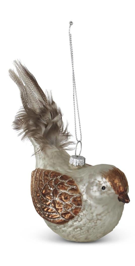 White Mercury Glass Bird Ornaments