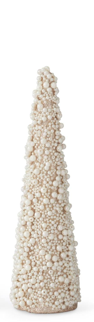 Gold Glittered & Pearl Beads Cone Trees