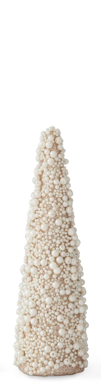 Gold Glittered & Pearl Beads Cone Trees