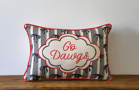 Go Dawgs Bow Pattern Pillow
