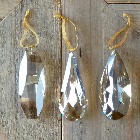 Faceted Elongated Crystal Gem Ornaments