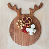 Acacia Wood Cheese/Cutting Board with Antlers, Natural