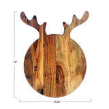 Acacia Wood Cheese/Cutting Board with Antlers, Natural