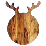 Acacia Wood Cheese/Cutting Board with Antlers, Natural