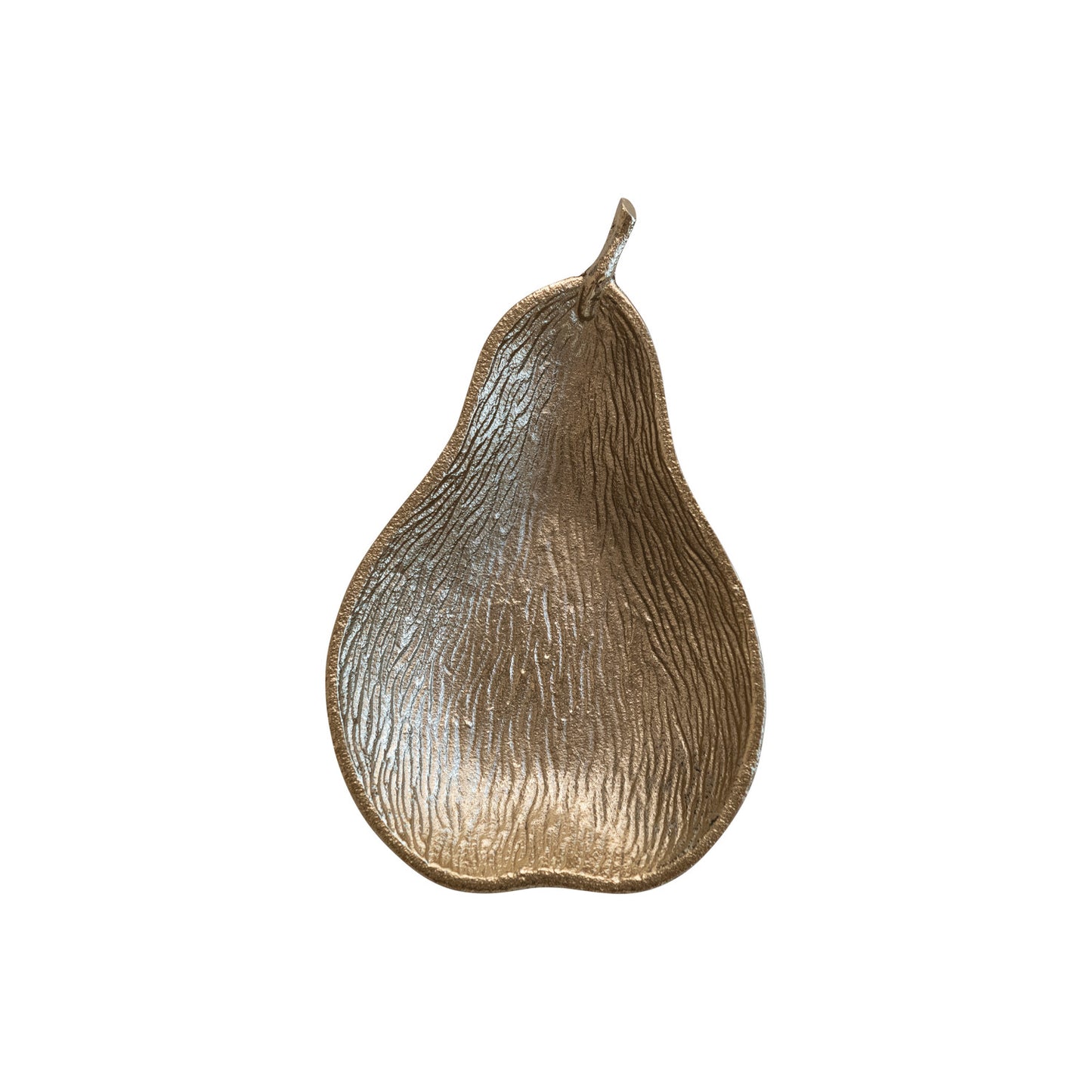 Cast Aluminum Pear Shaped Dish, Gold Finish