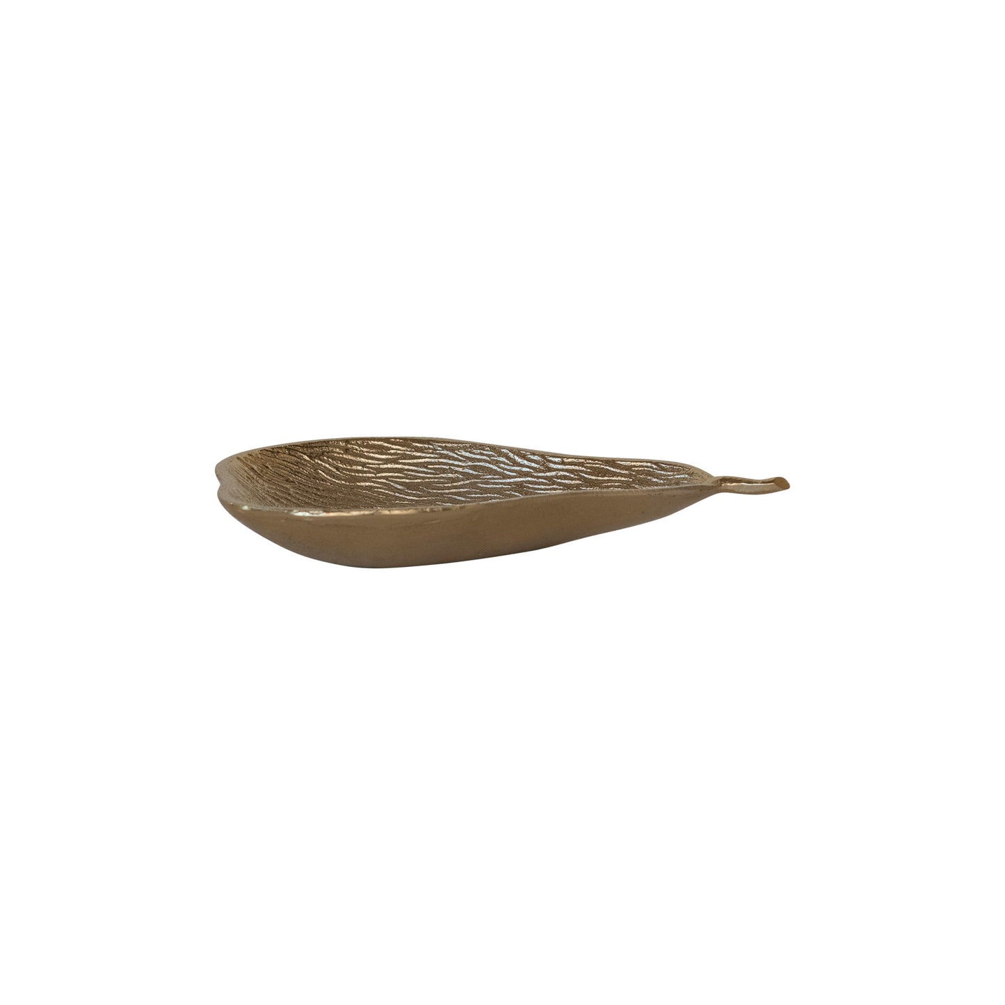 Cast Aluminum Pear Shaped Dish, Gold Finish