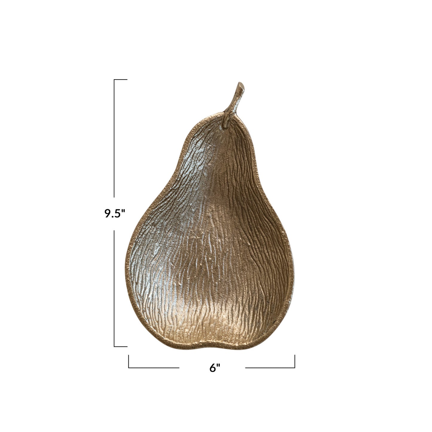 Cast Aluminum Pear Shaped Dish, Gold Finish