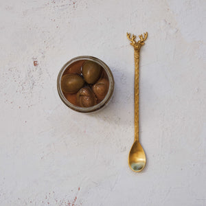 Brass Cocktail Spoon with Reindeer Handle