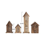 Carved Mango Wood Houses - Set of 4